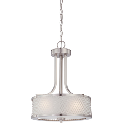 Nuvo Lighting 60/4686  Fusion - 3 Light Pendant with Frosted Glass in Brushed Nickel Finish